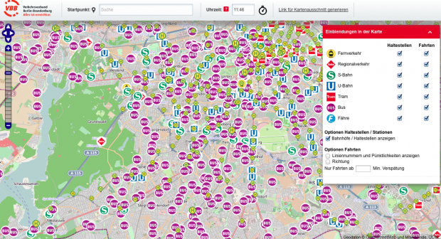 Die Liniennummern lassen sich abschalten... (VBB/cc-by-sa 2.0 Openstreetmap.org/Screenshot: Golem.de)